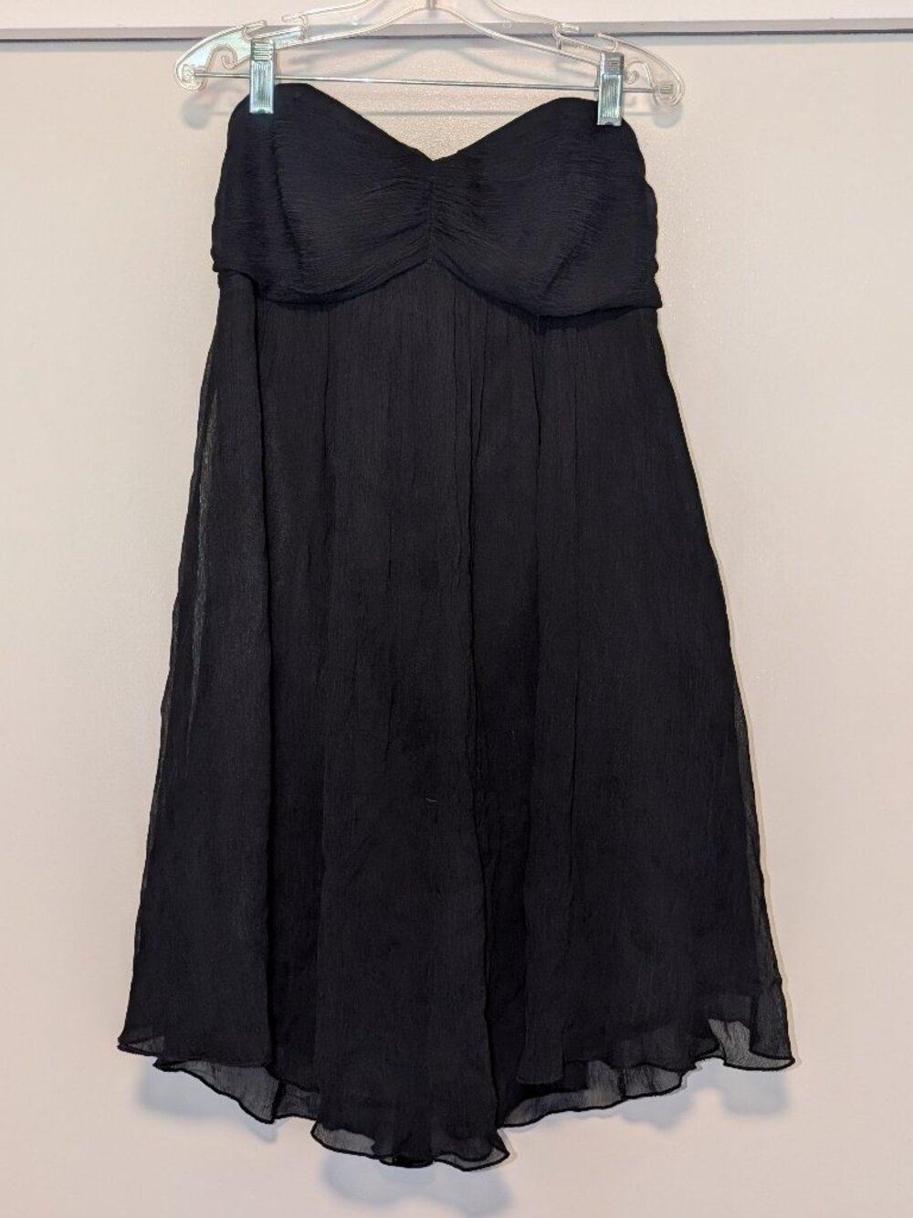 4/$16 ❇️ Express Black Crepe Y2K Babydoll Strapless Mini Dress